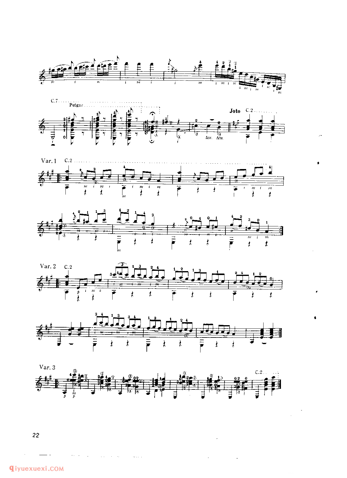 大霍塔_弗·泰勒加_吉他世界名曲五线谱