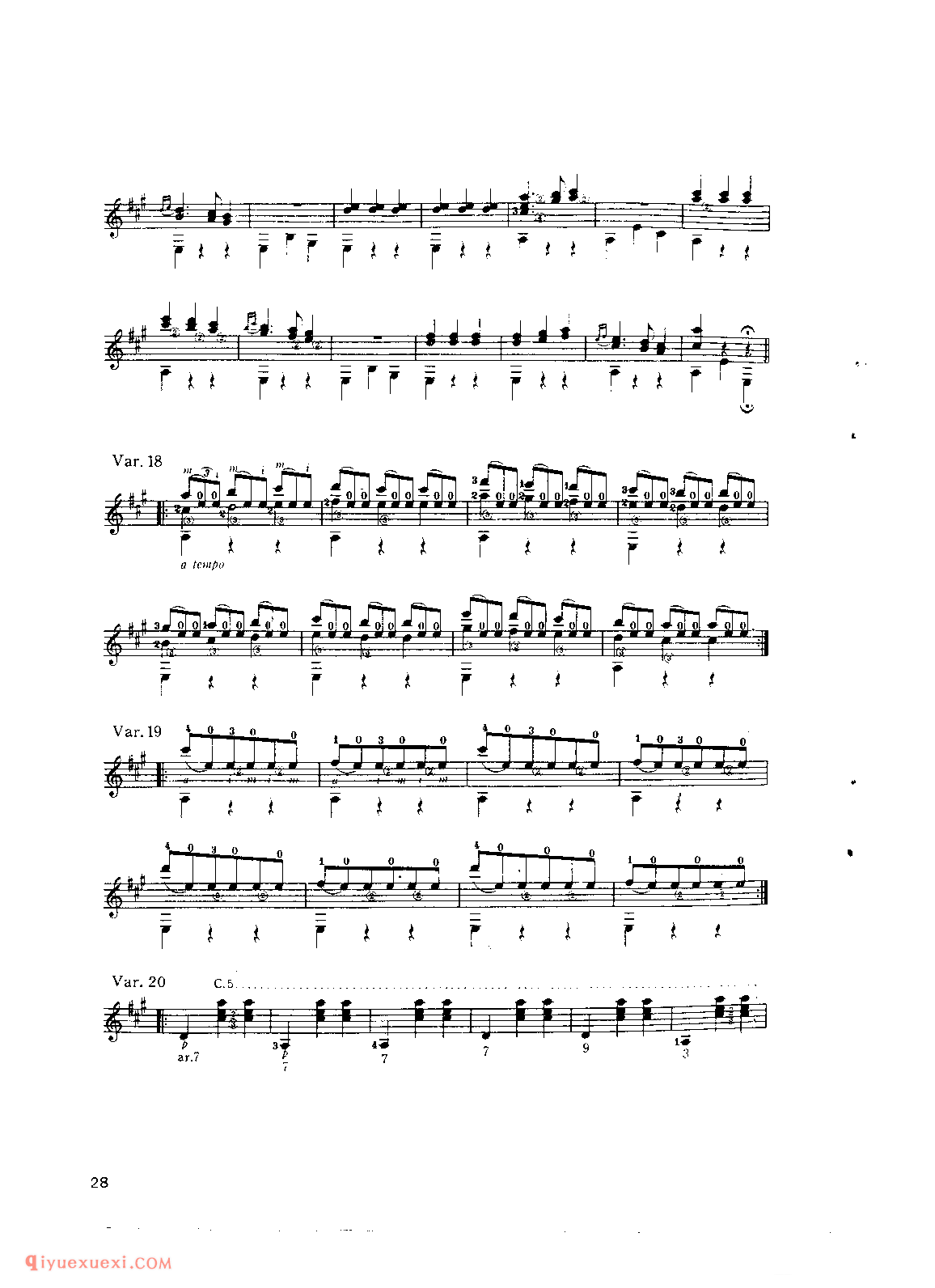 大霍塔_弗·泰勒加_吉他世界名曲五线谱