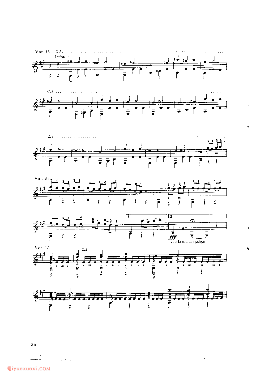 大霍塔_弗·泰勒加_吉他世界名曲五线谱