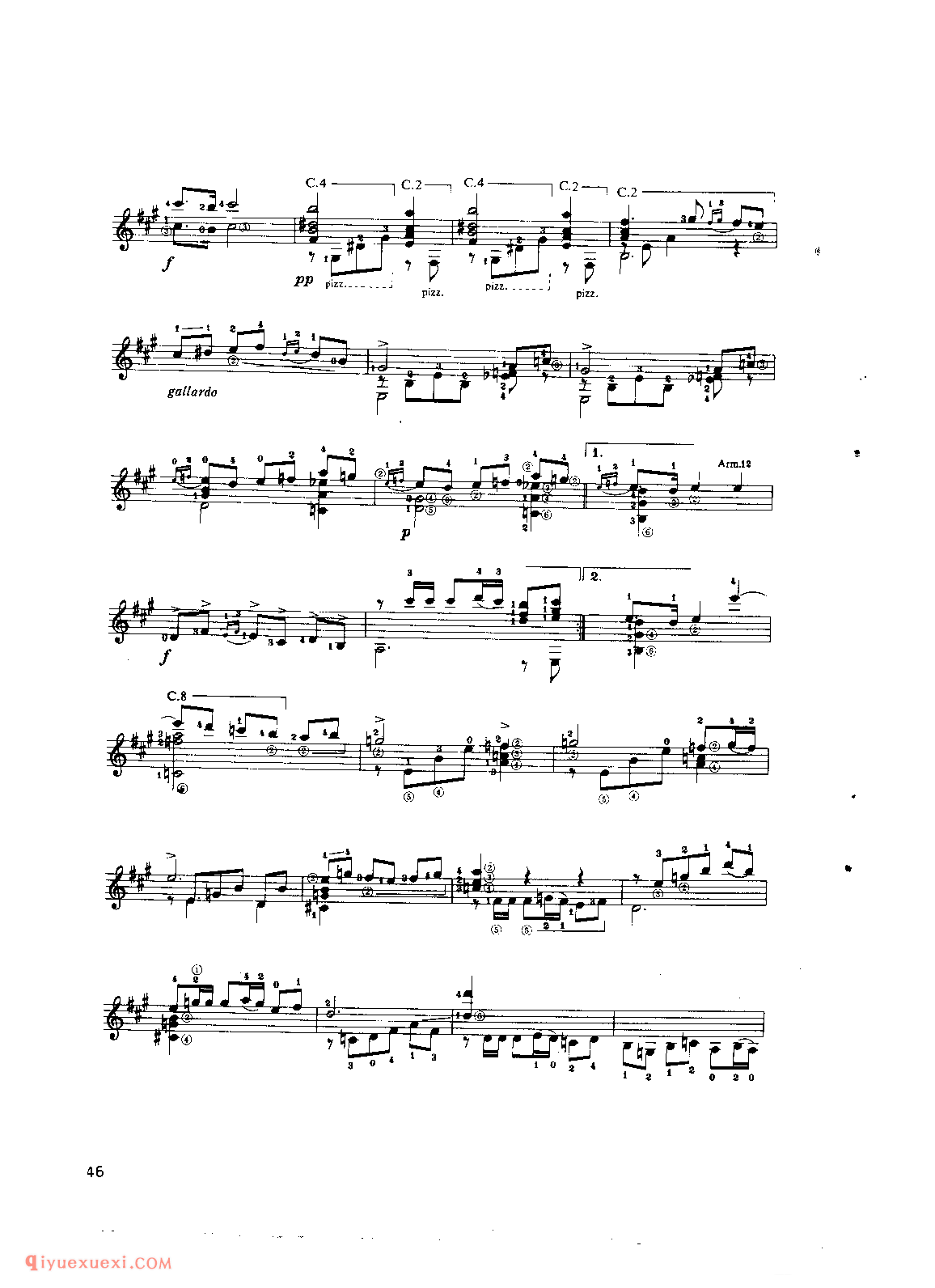 奏鸣曲_弗·托罗巴_吉他世界名曲五线谱