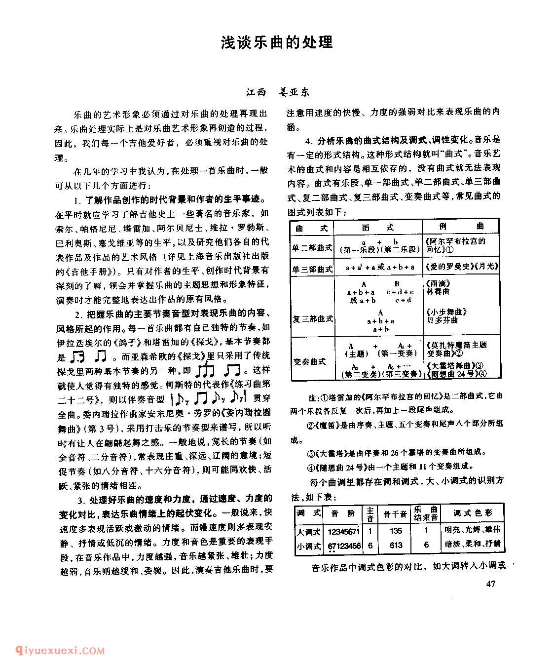 浅谈乐曲的处理