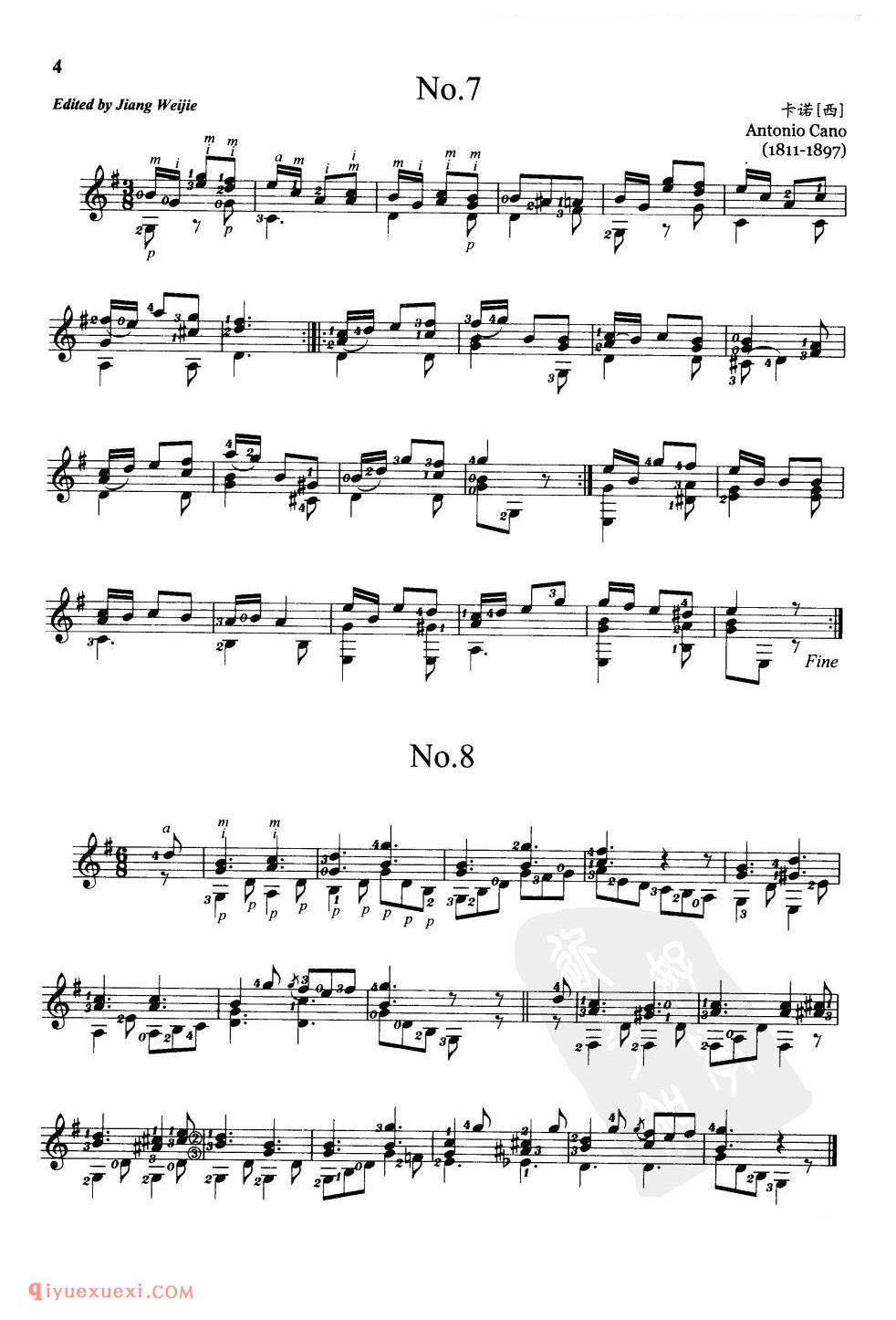 卡诺35首练习曲谱合集_卡路里吉他练习曲