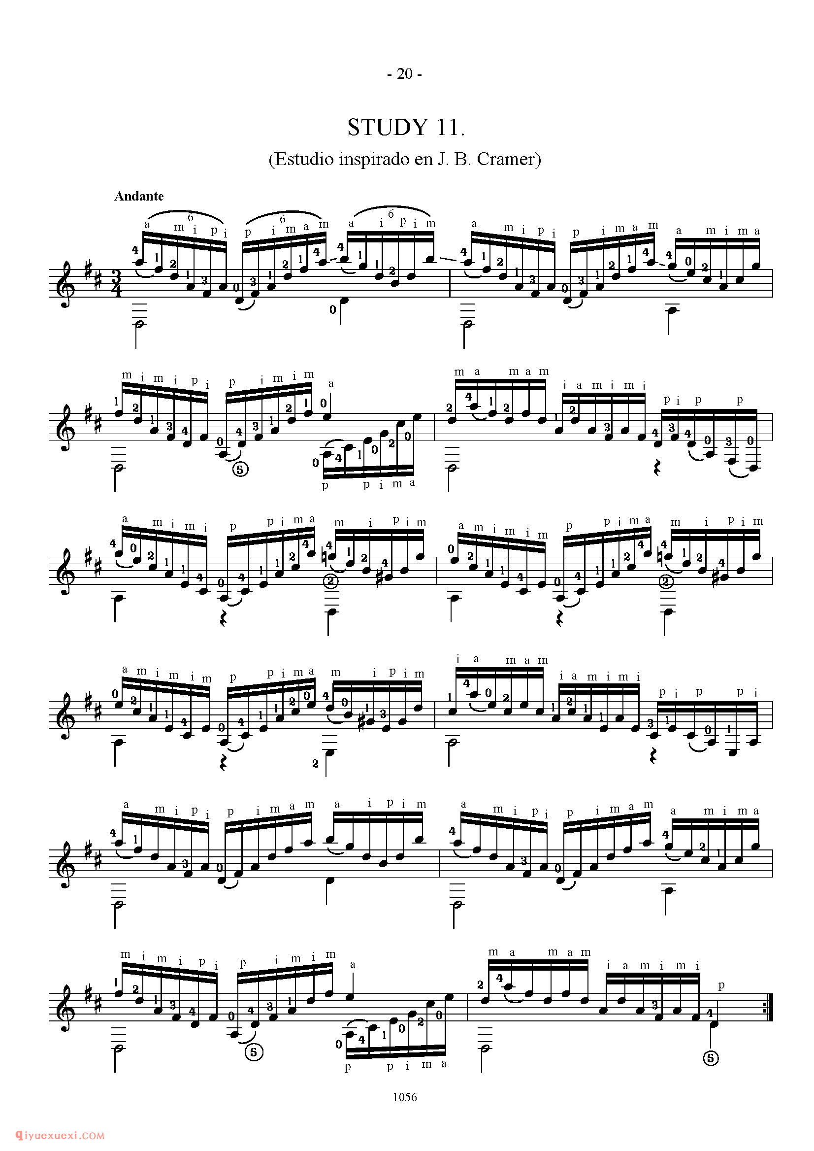 FRANCISCO TARREGA 12 STUDIES FOR GUITAR_世界著名古典吉他练习乐曲谱