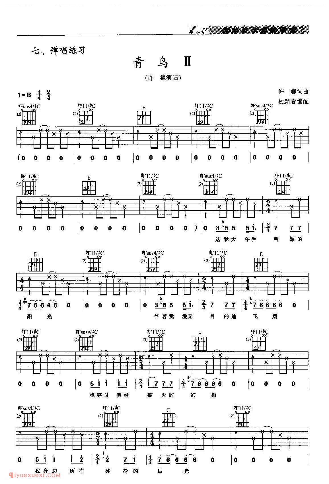 青鸟Ⅱ_许巍演唱_吉他弹唱练习曲谱