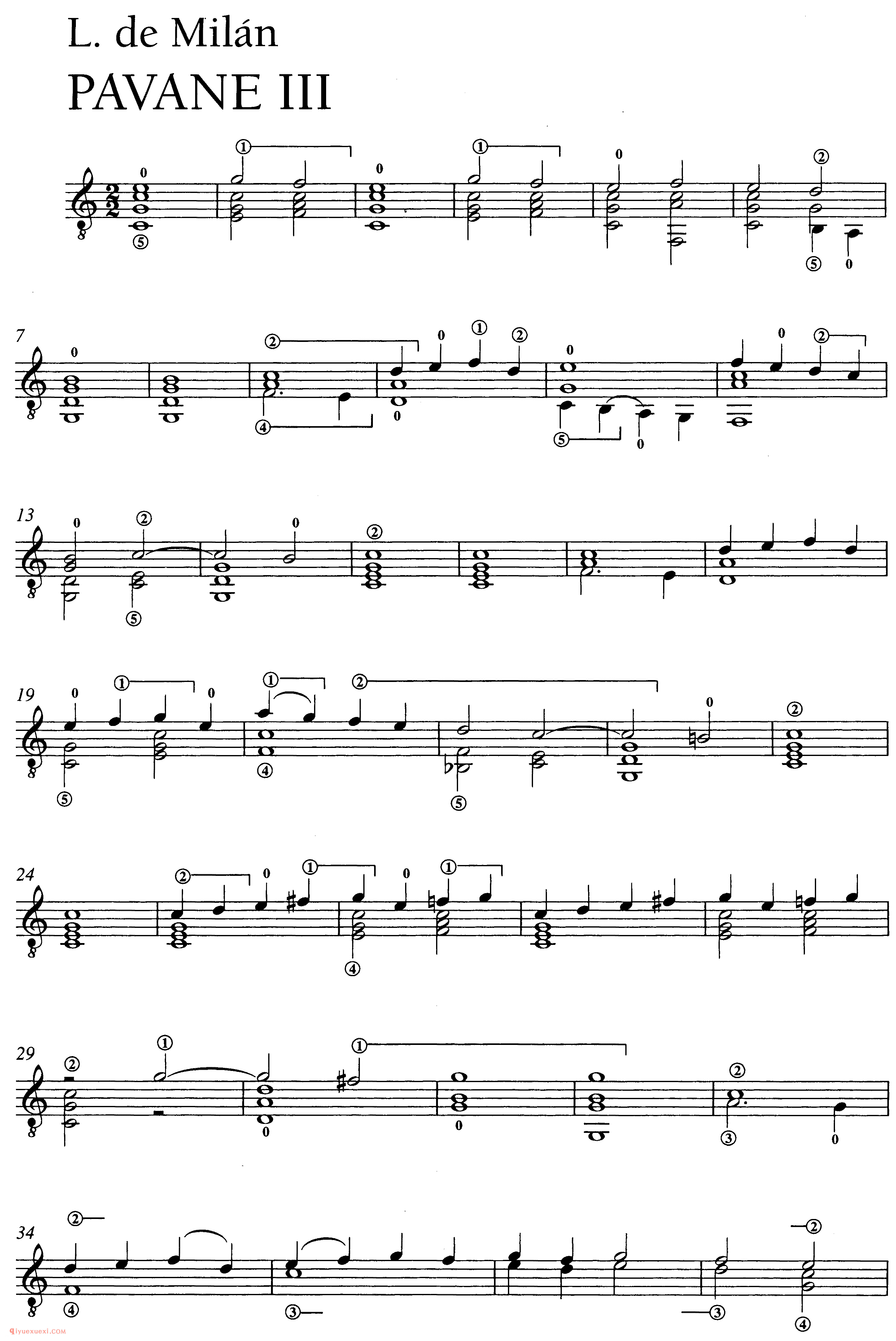 L.de Milan_PAVANE III_塞戈维亚改编吉他谱