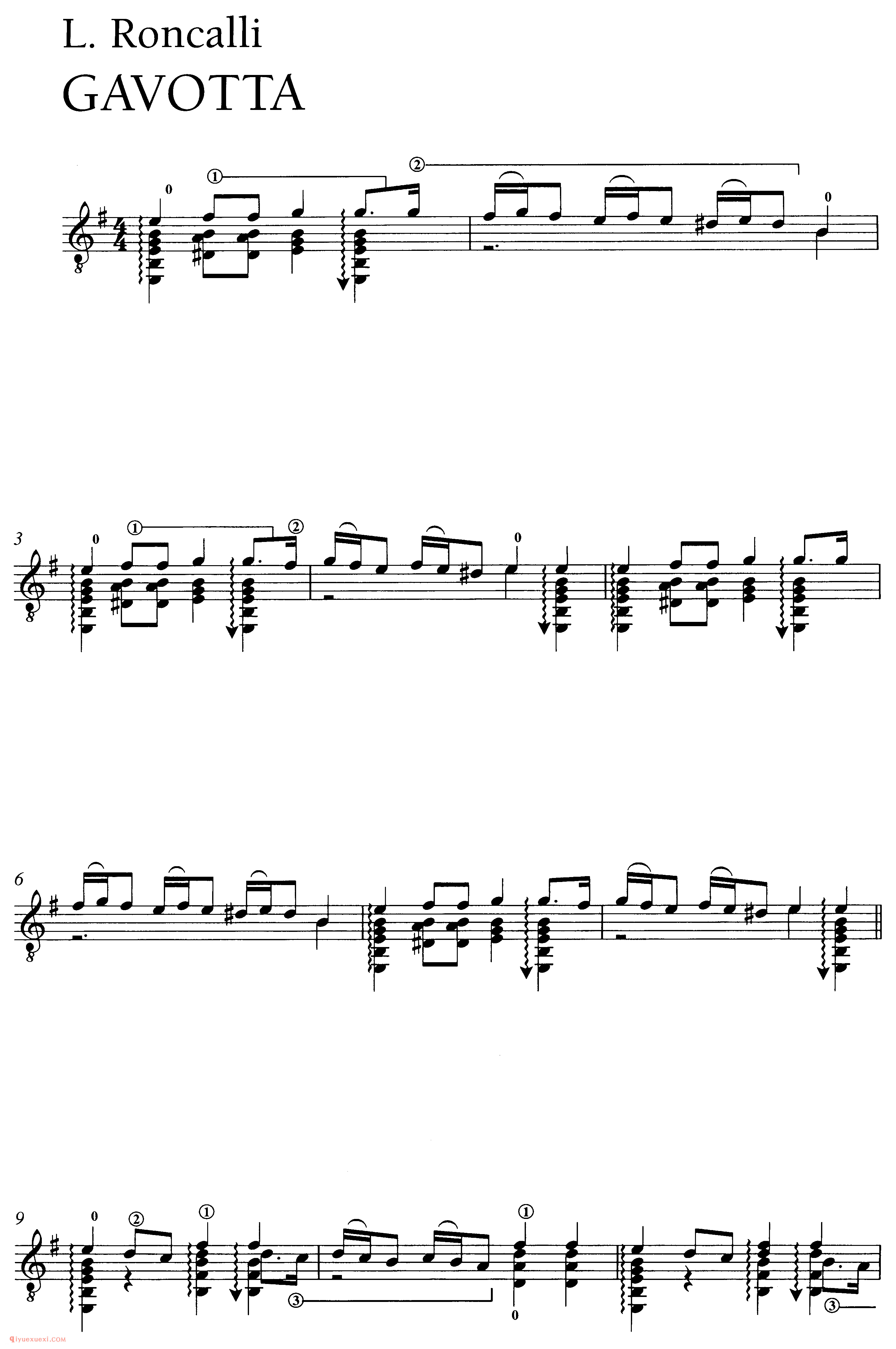 L. Roncalli_GAVOTTA_塞戈维亚改编吉他谱