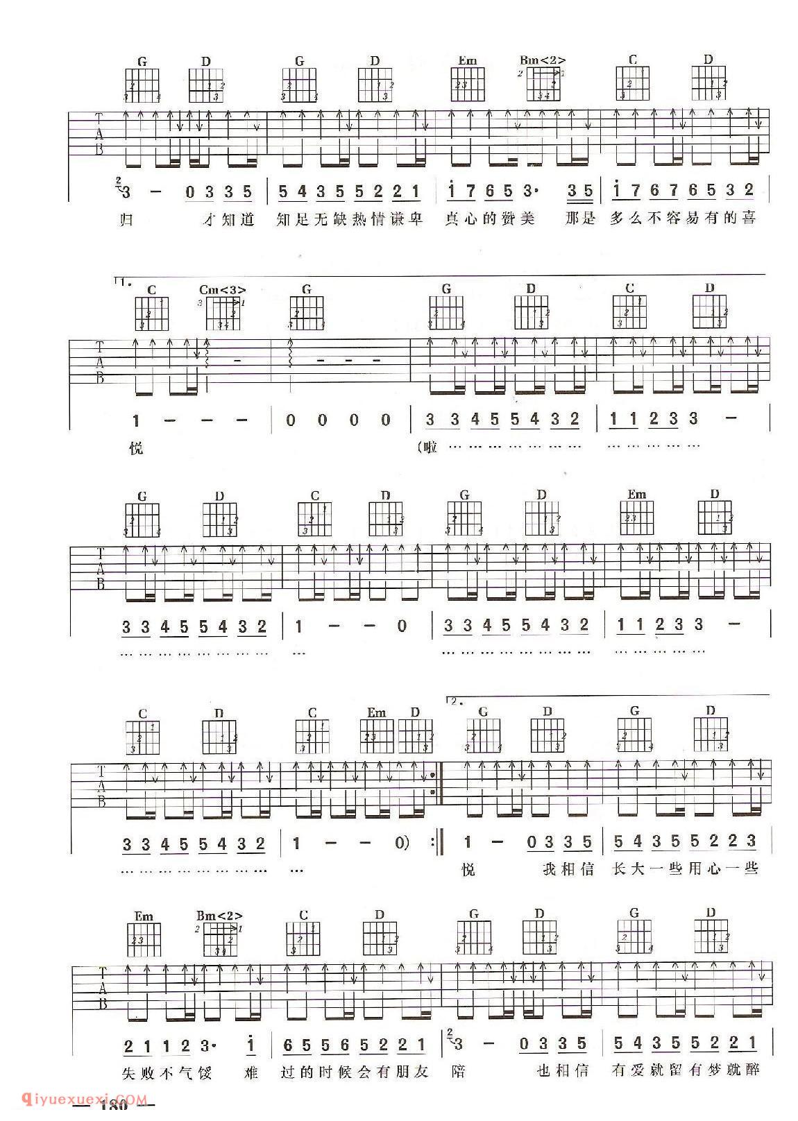 快乐练习曲 (周传雄演唱)吉他弹唱六线谱