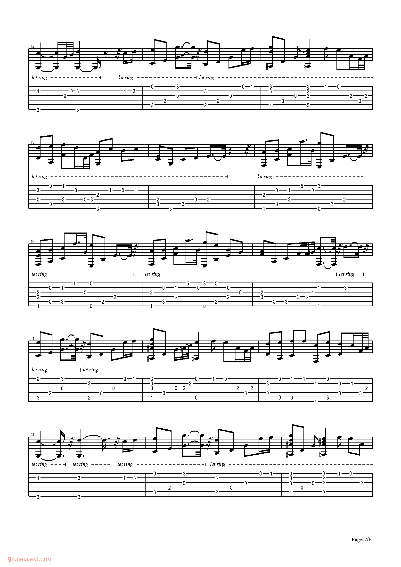 一升的眼泪 钢琴BGM_影视指弹曲谱