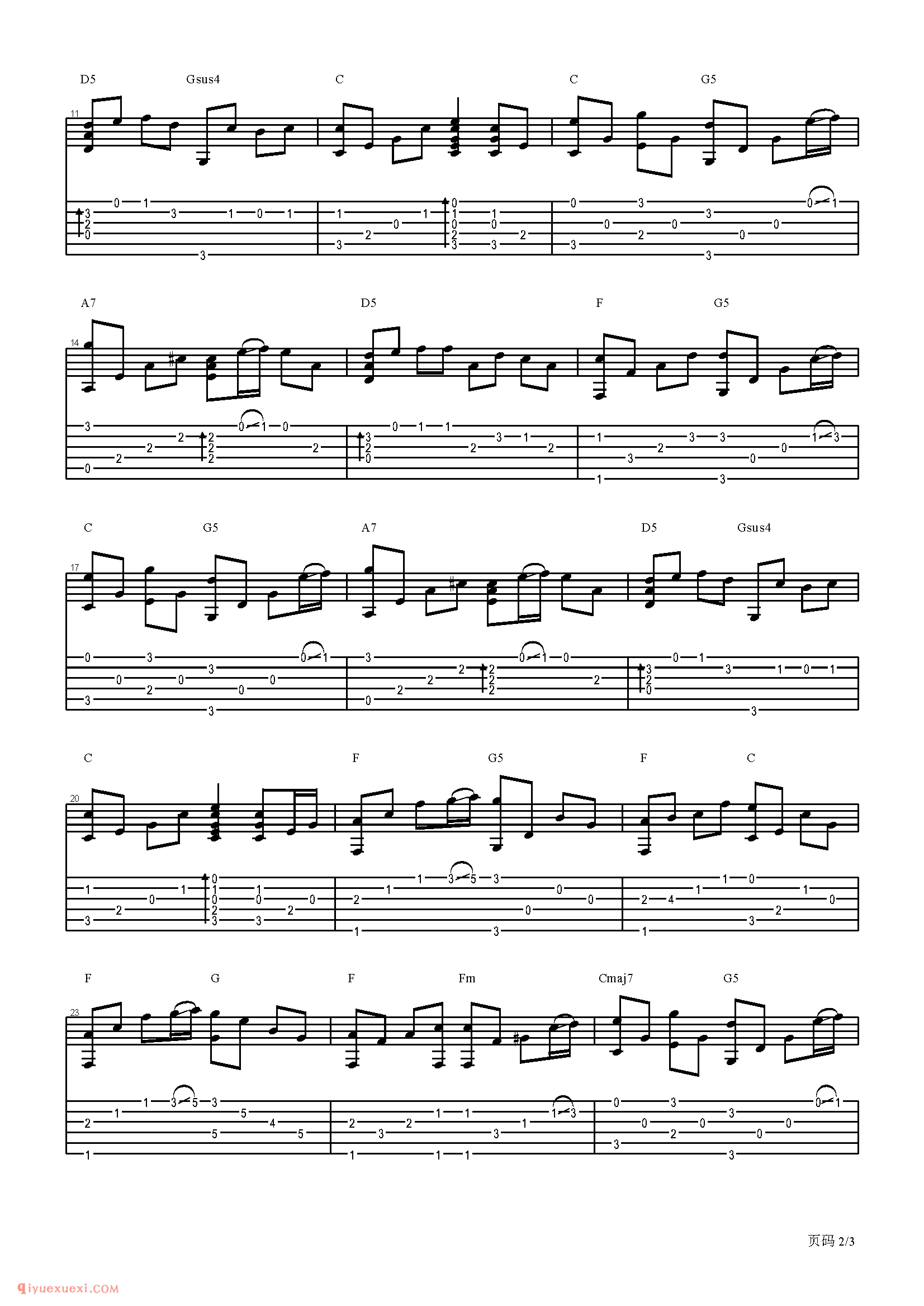 一公升眼淚 solo_影视指弹曲谱