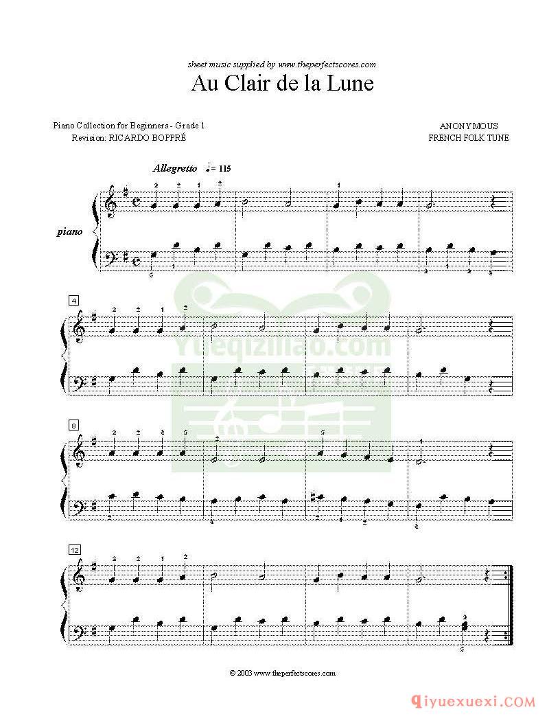 PDF钢琴谱下载 | 初学者钢琴独奏曲集 原版电子书