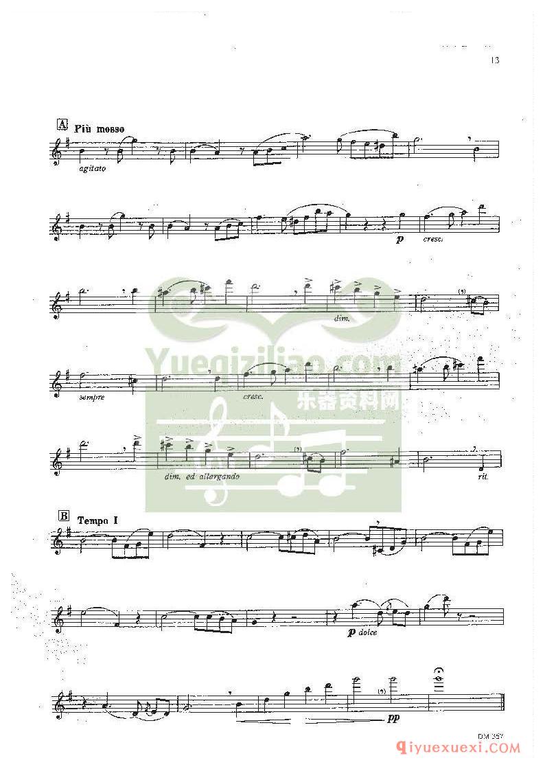 婚礼宴会长笛乐曲《Chant du Soir·黄昏之歌》五线谱