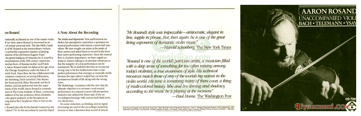 Aaron Rosand 演奏无伴奏小提琴Aaron Rosand Unaccompanied.Violin 专辑(Flac)