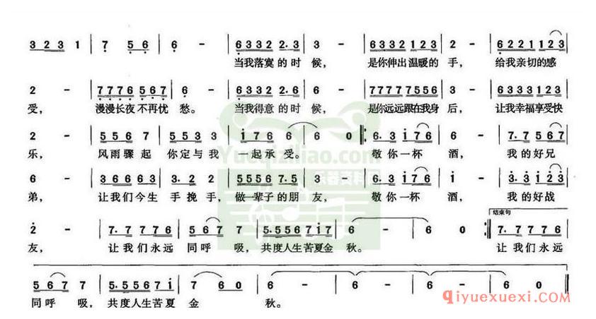 简谱 │ 敬你一杯酒（李忠新词 郑帅曲）
