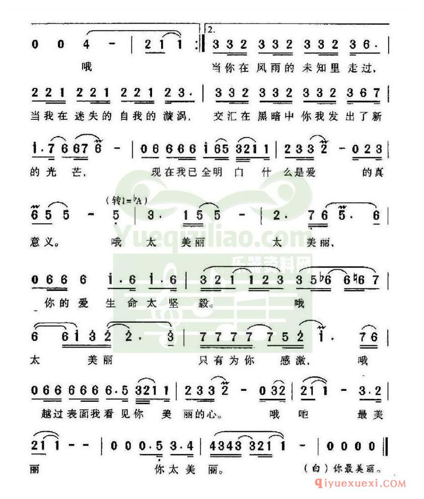 简谱 │ 太美丽