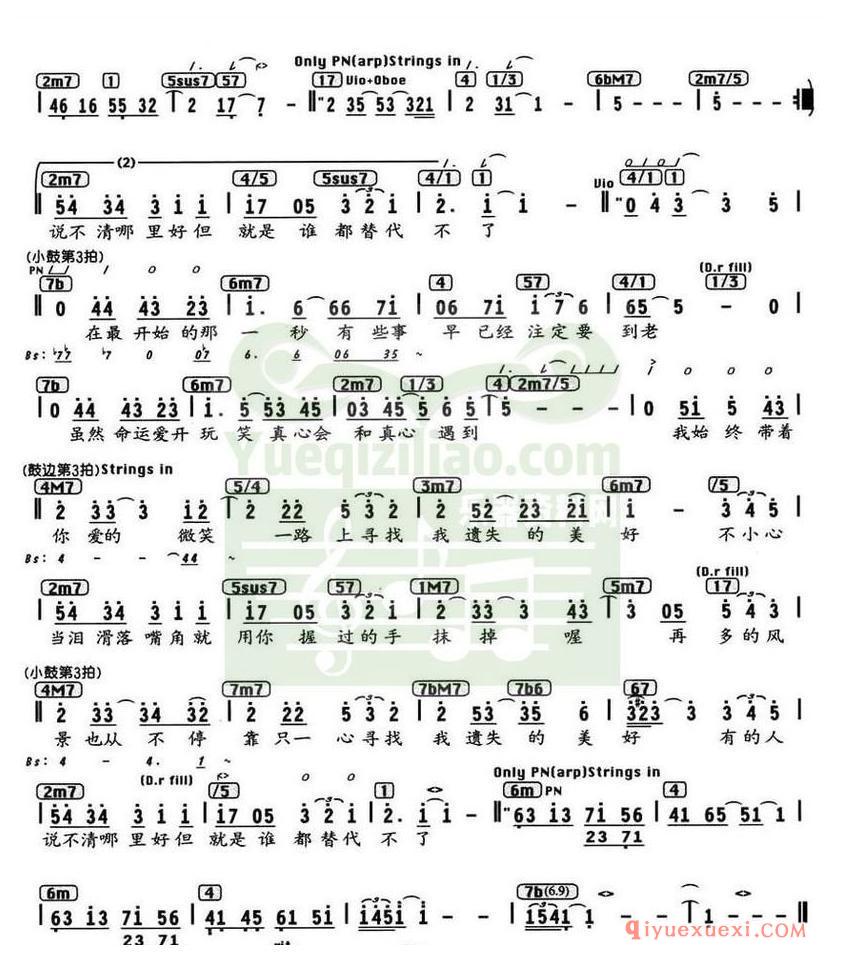 简谱 │ 遗失的美好（电视剧《海豚湾恋人》片尾曲、编配乐谱）