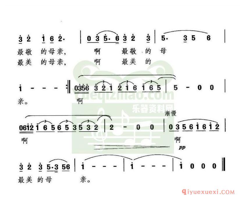 简谱 │ 永远的母亲（葛逊词 晓其曲）