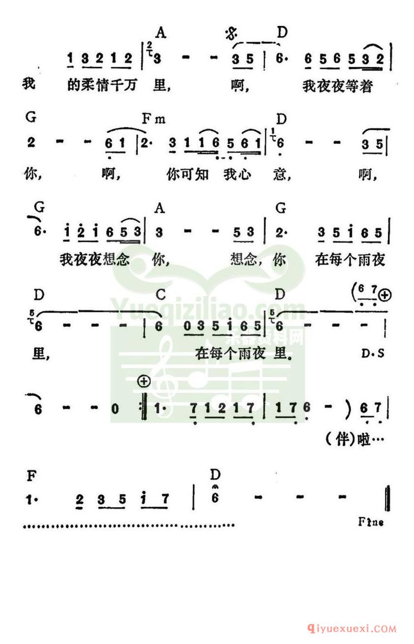简谱 │ 雨夜情