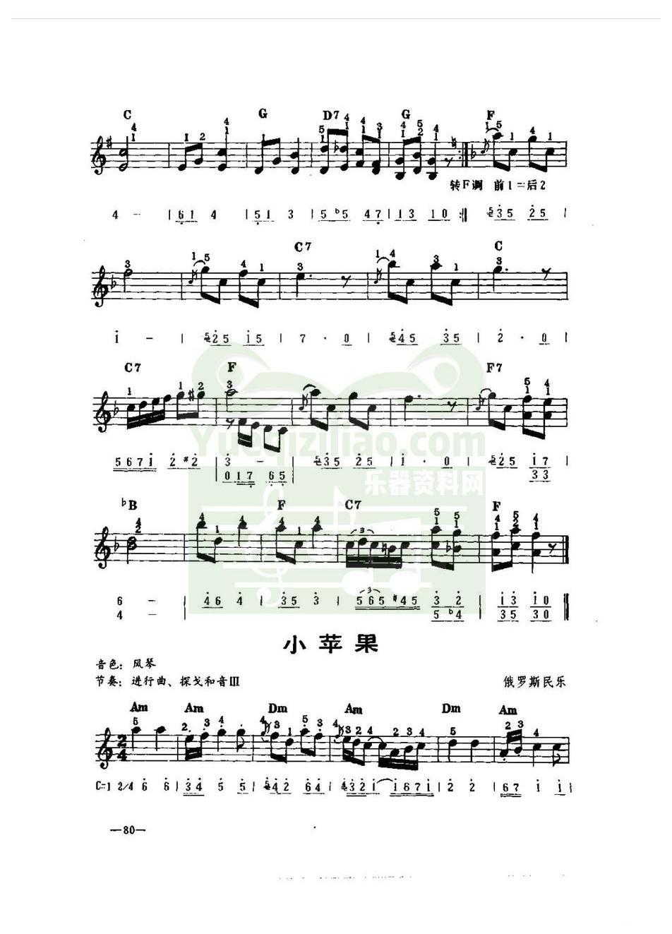 电子琴名曲 │ 微笑波尔卡(五线谱)