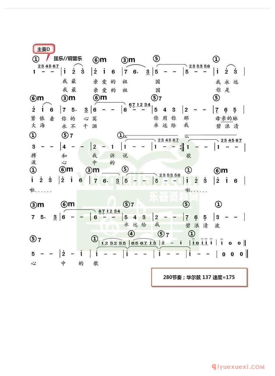 电子琴带和弦简谱 │ 我和我的祖国(农村乐队)