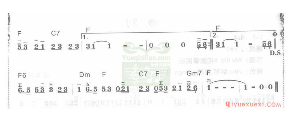 电子琴F大调d小调乐曲谱 │ 祝福(简谱)