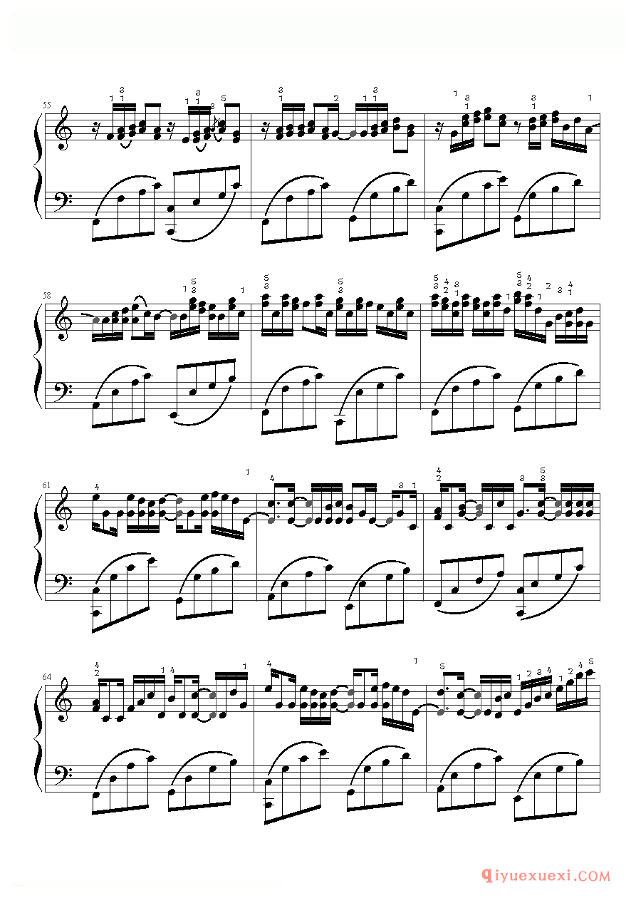 卡农 C大调（带指法）Variations on the canon