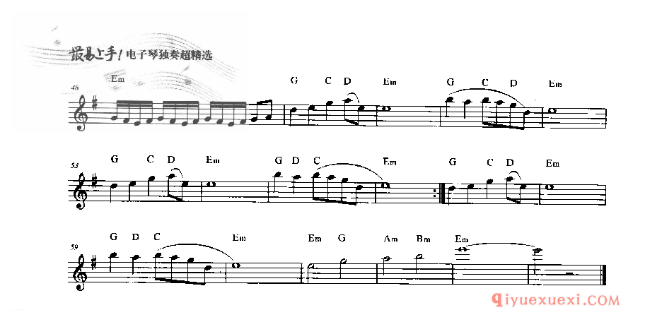 流行经典电子琴歌曲谱《千年等一回》五线谱带和弦