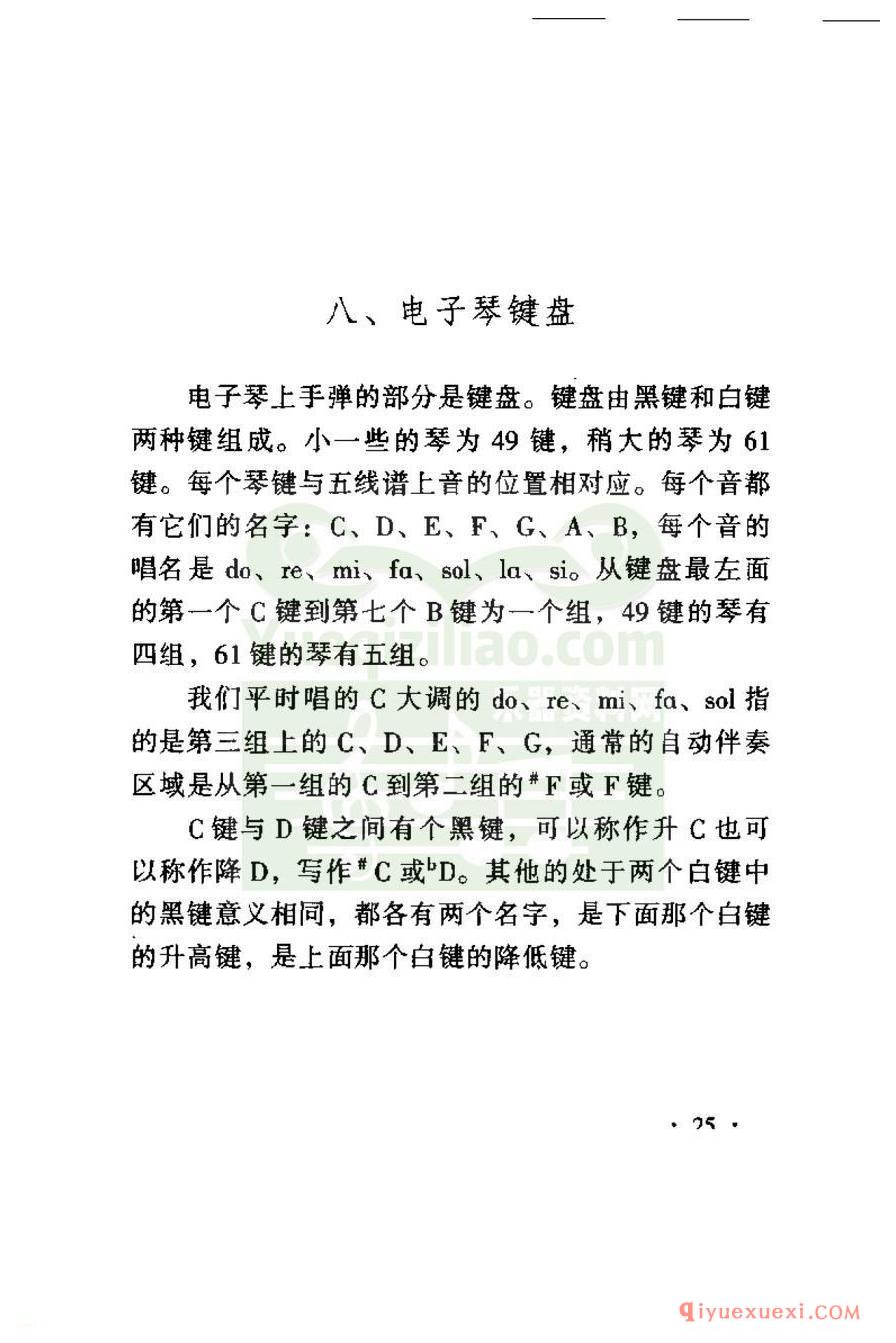 电子琴键盘介绍