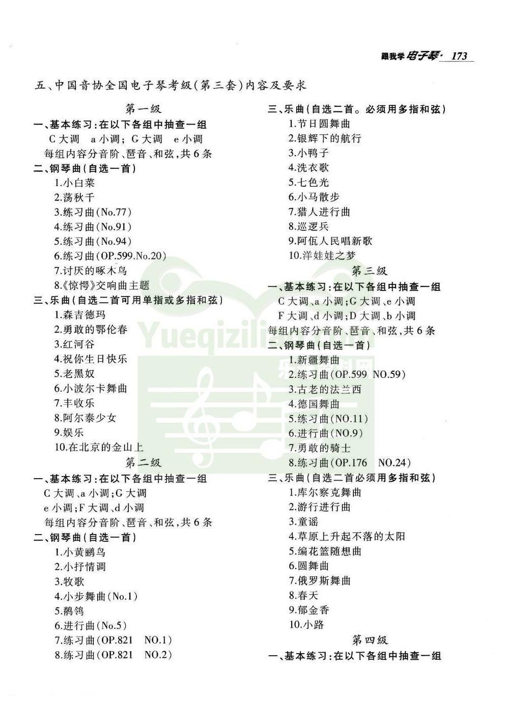 电子琴考级须知