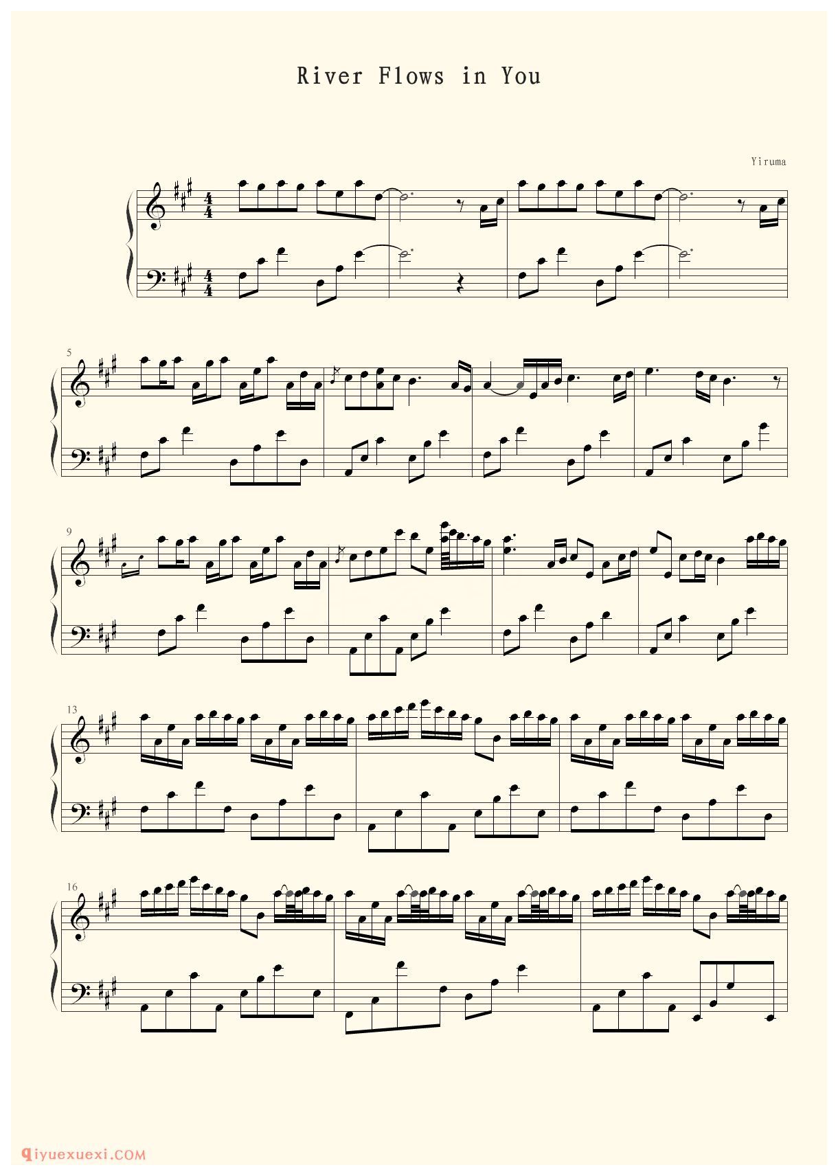 River Flows In You 五线谱