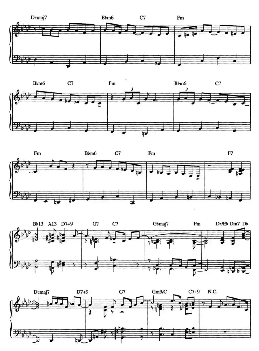 Moanin‘（爵士钢琴酒吧独奏钢琴谱）