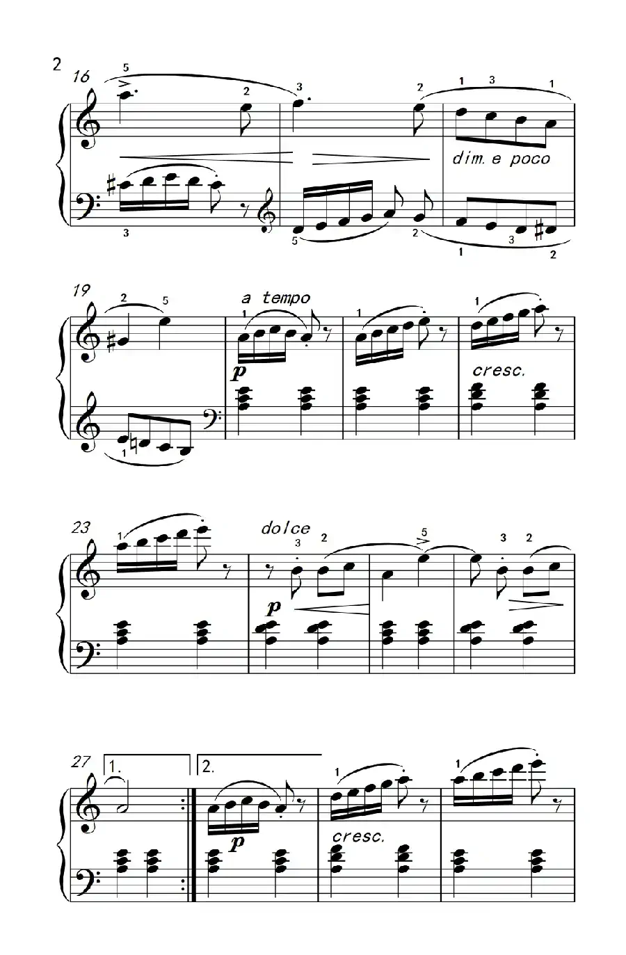 阿拉伯风格曲（老年大学 钢琴教程 2）