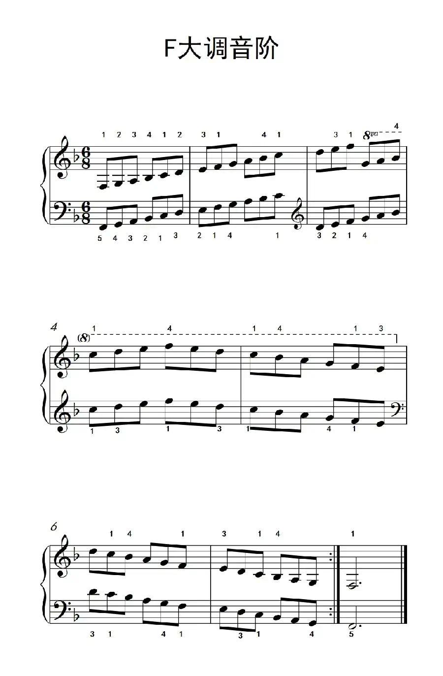 第三级 6.F大调音阶(中央音乐学院 钢琴(业余)考级教程 1-3级)