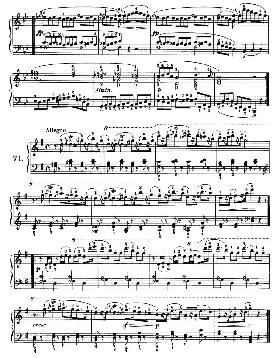 One Hundred and Ten Easy and Progressive Exercises Op.453（车尔尼110首简易练习曲 61——71）