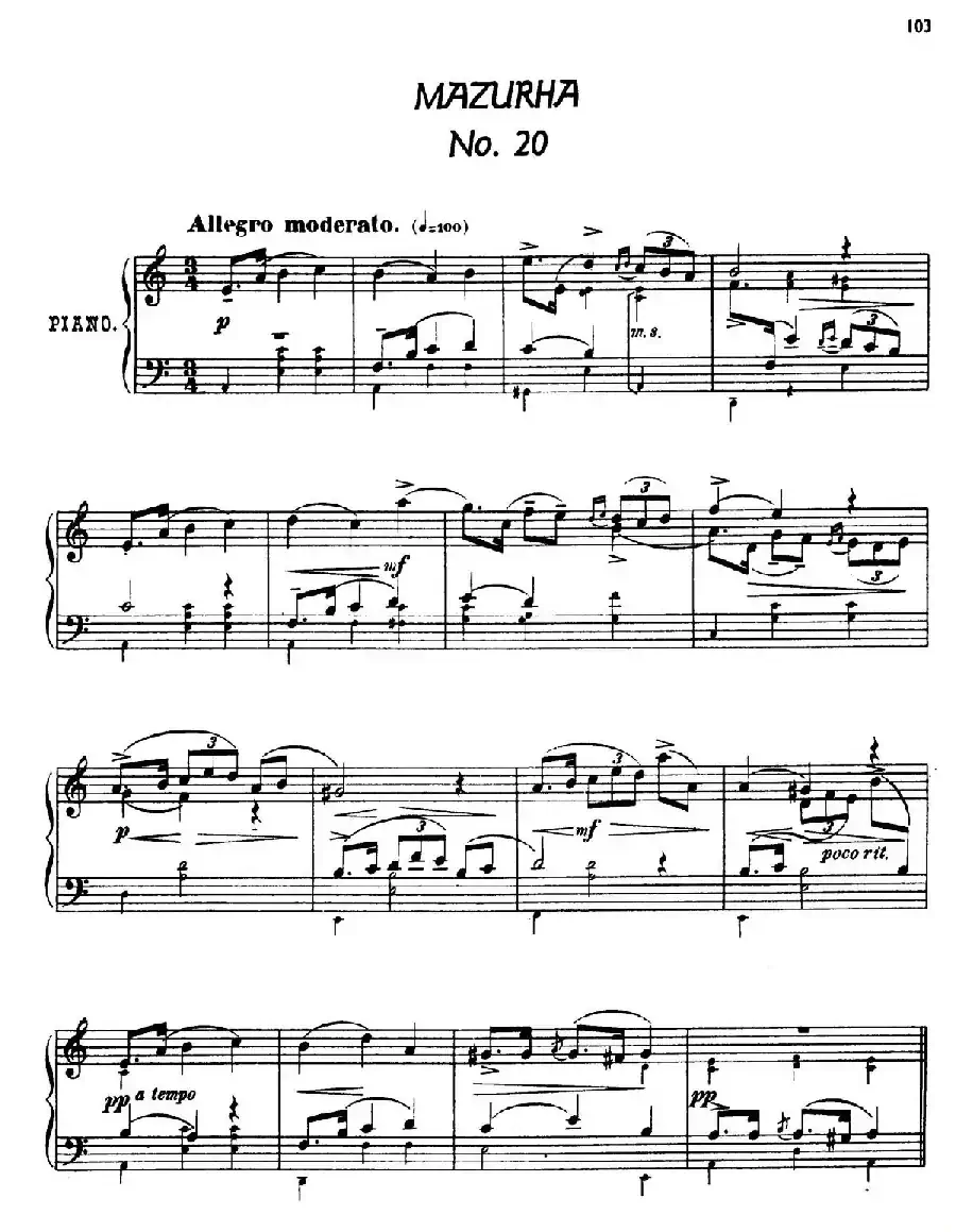 24 Characteristic Pieces Op.36（24首性格小品·20）