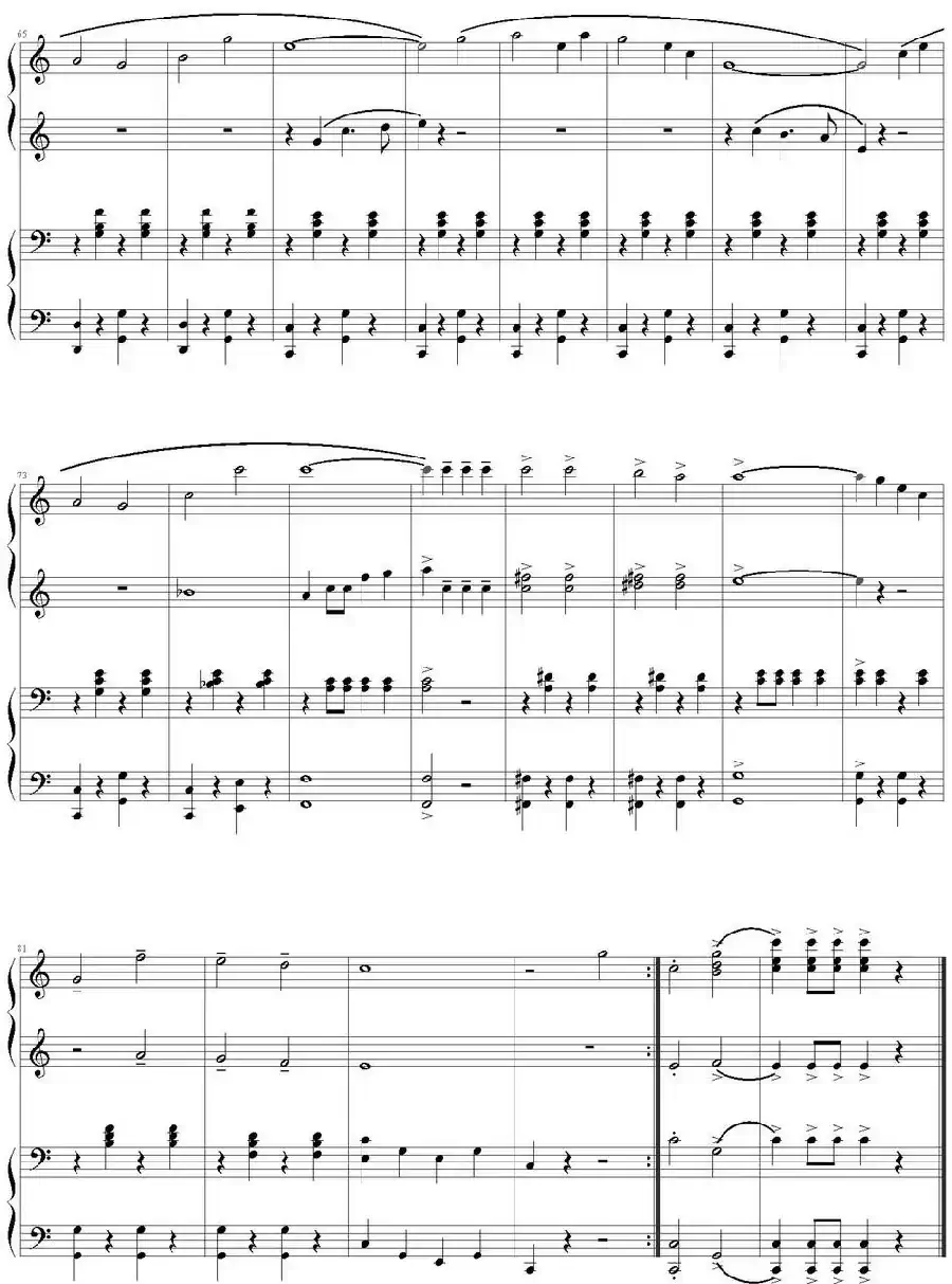 双鹰旗下进行曲（四手联弹）