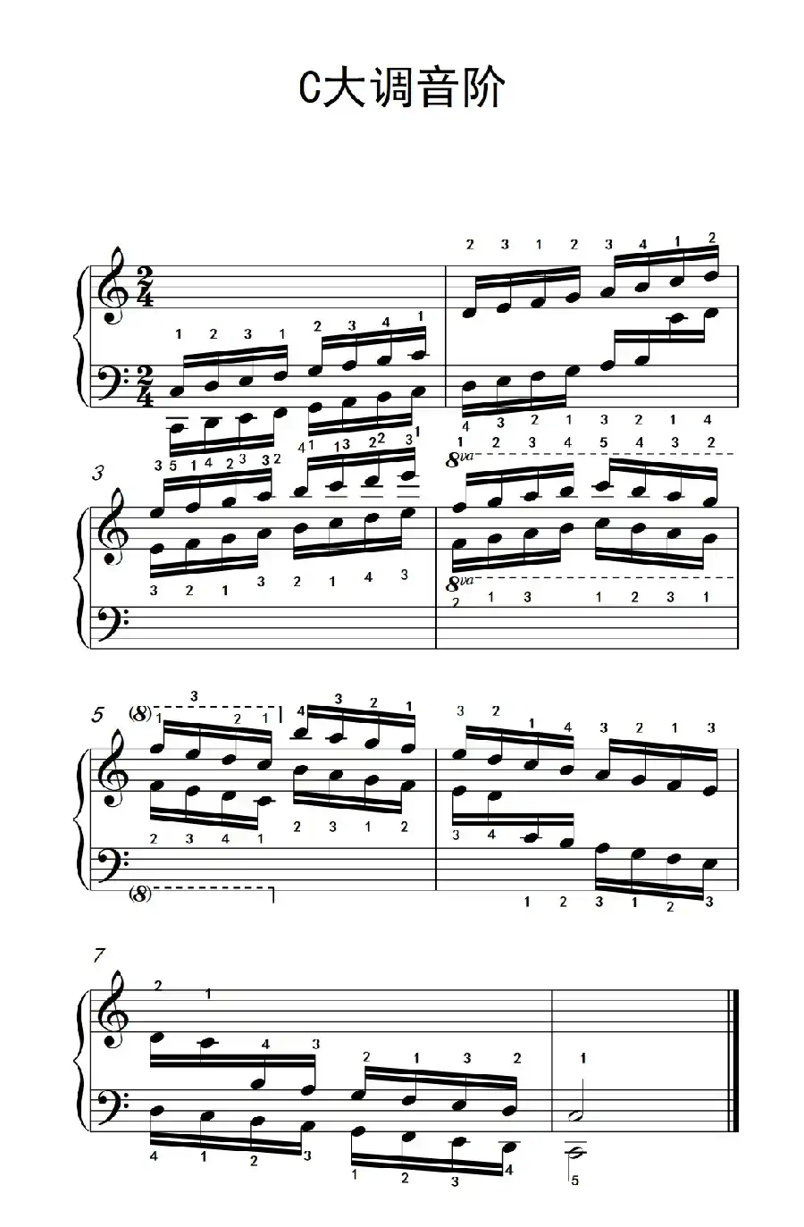 第四级 1.C大调音阶（中央音乐学院 钢琴（业余）考级教程 4-6级）