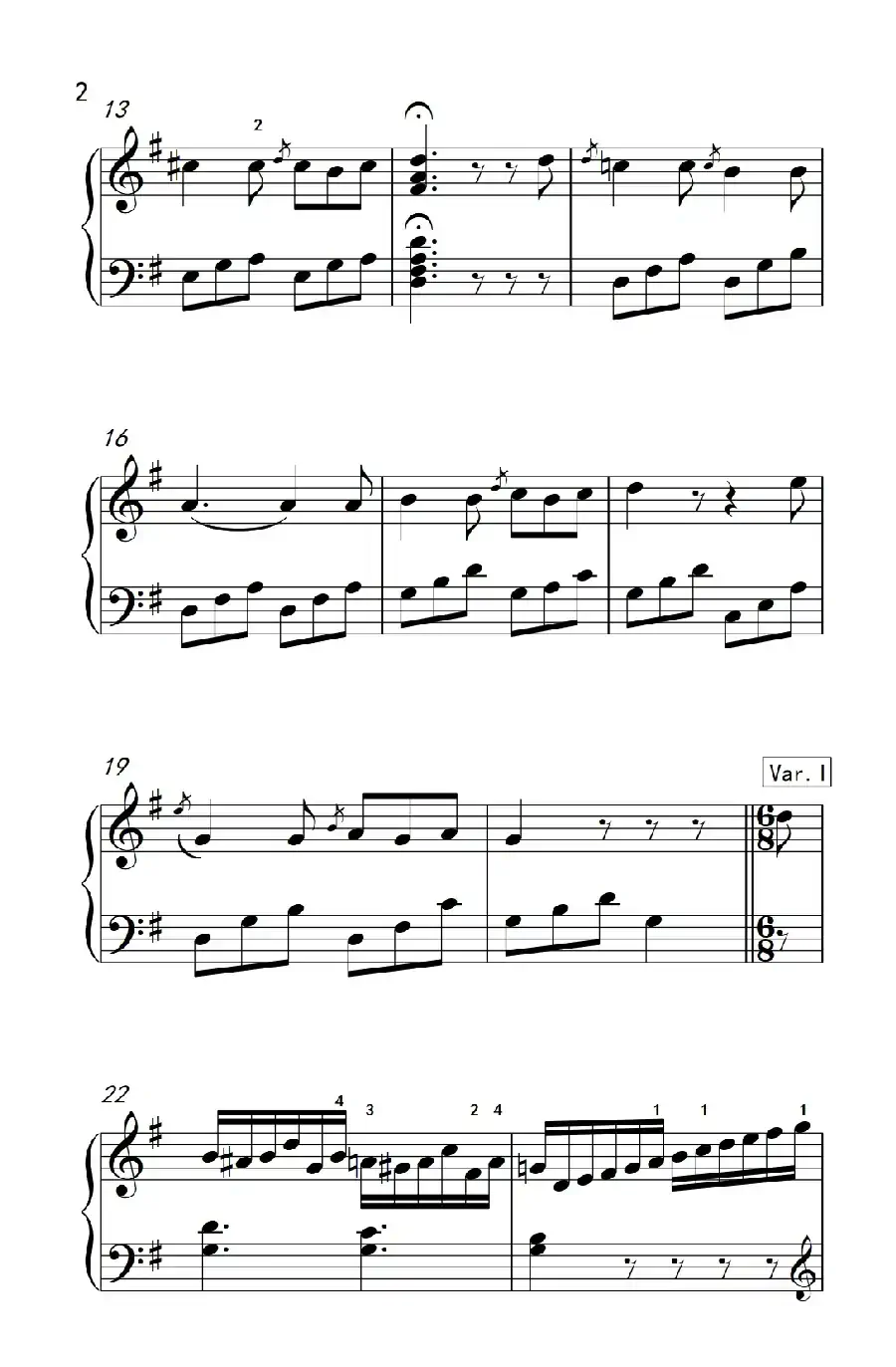 第七级2.G大调变奏曲 贝多芬(中央音乐学院 钢琴(业余)考级教程 7-9级)