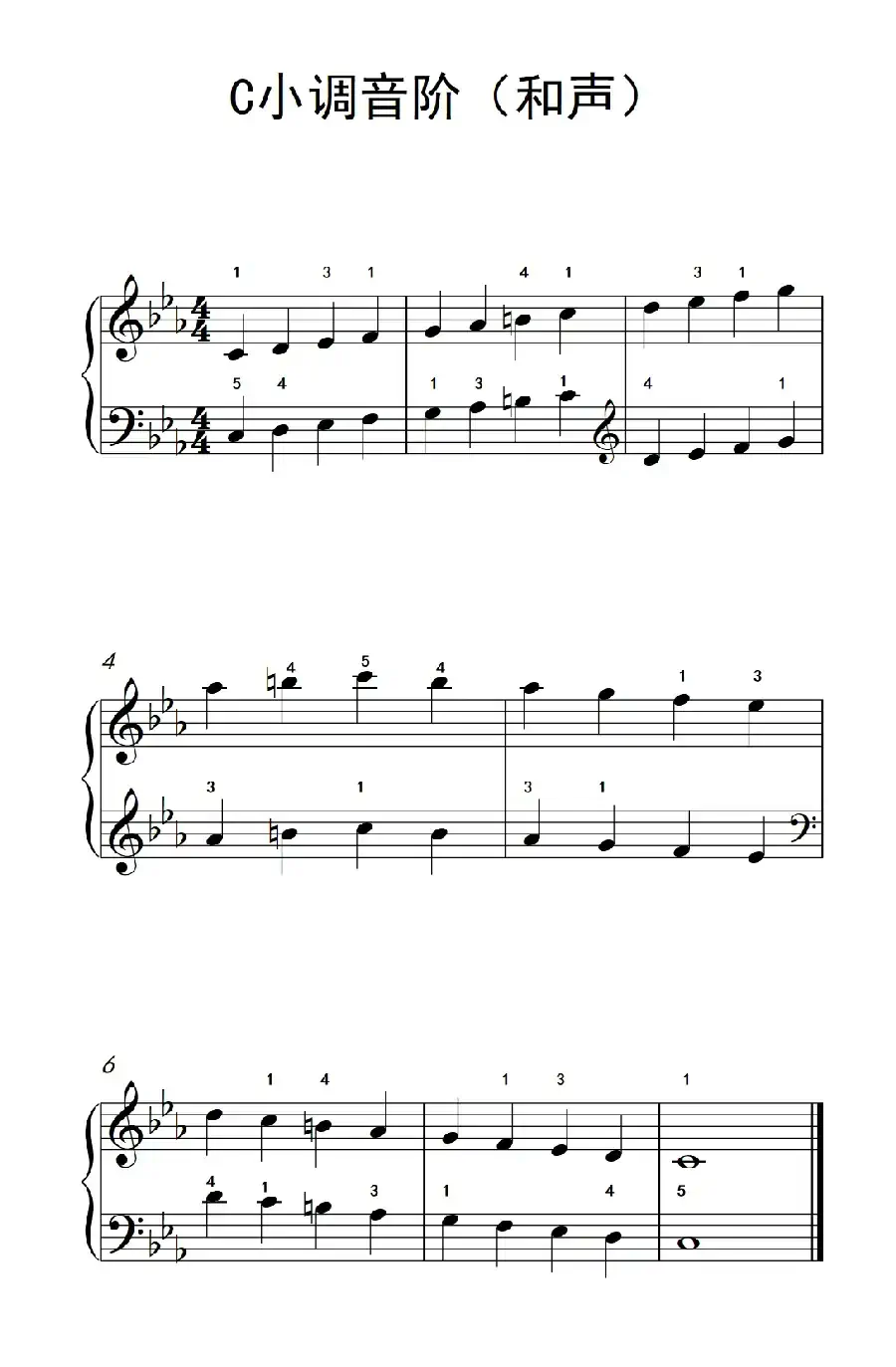 C小调音阶(和声)(孩子们的钢琴音阶、和弦与琶音 2)