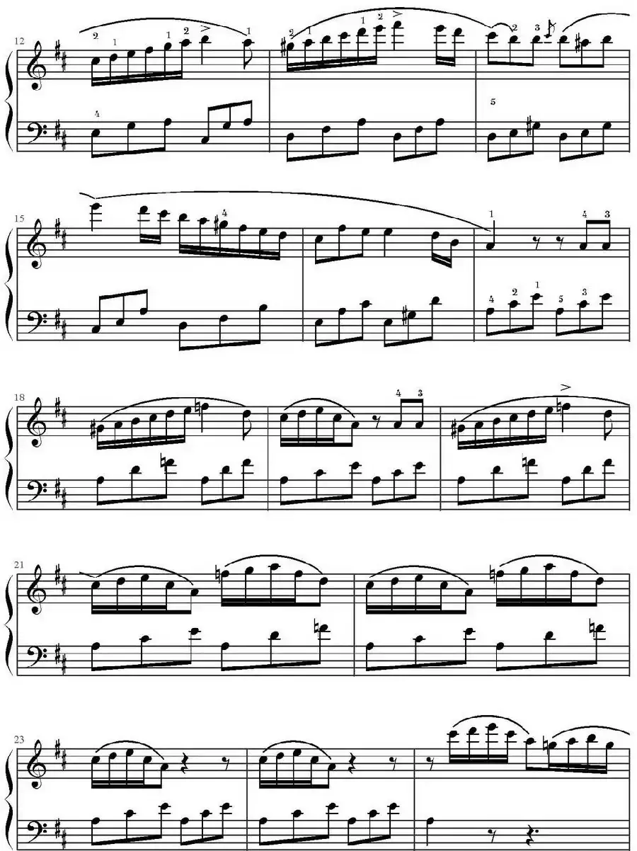 D大调小奏鸣曲第二乐章 Op.55,No.5