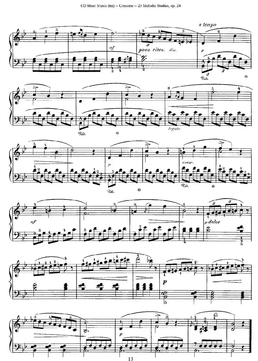 Concone - 25 Melodic Studies easy and progressive（11—15）
