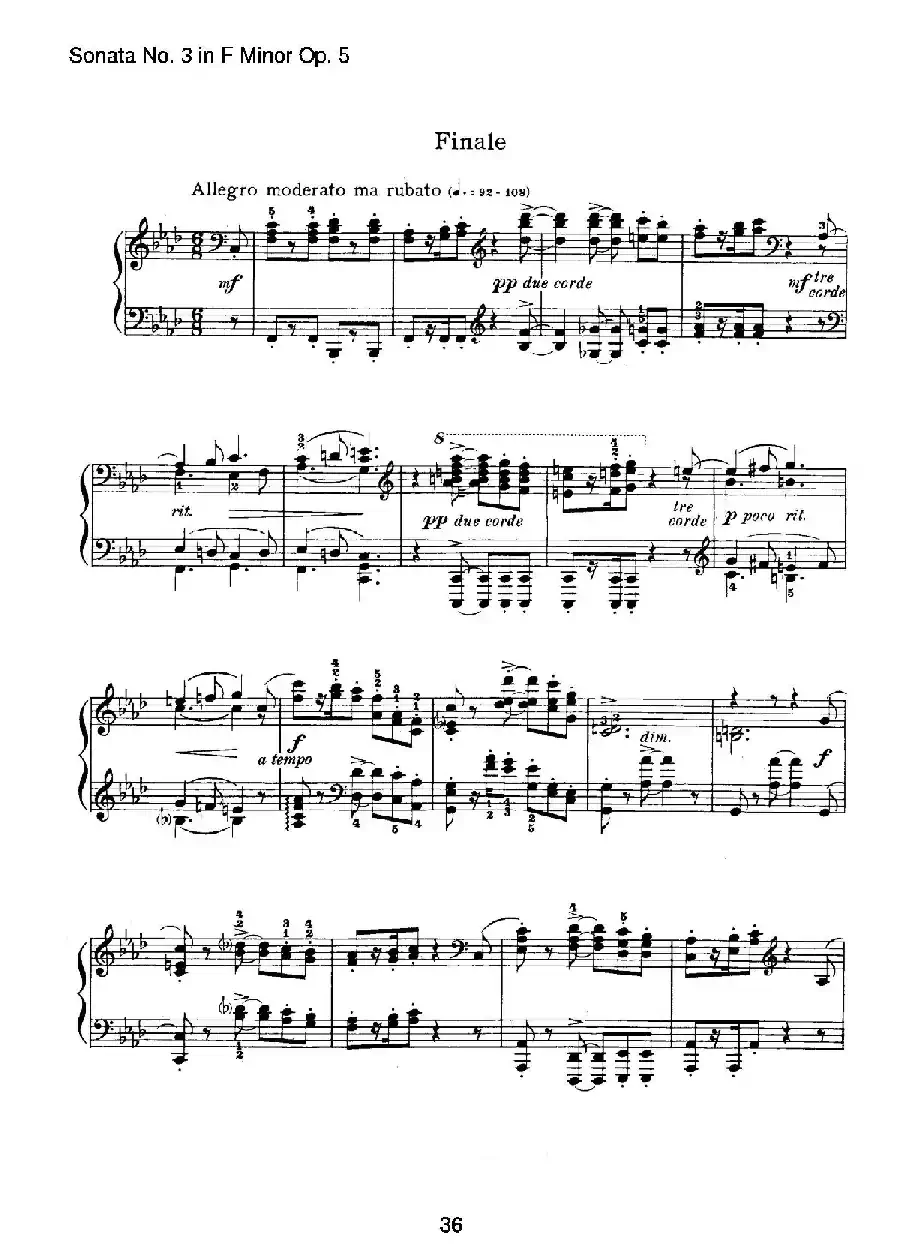 Piano Sonata No.3 in f Minor Op.5（f小调第三钢琴奏鸣曲）