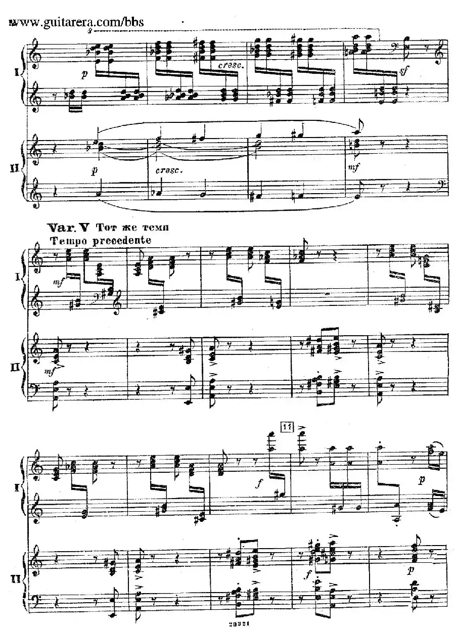 Rhapsody On A Theme Of Paganini Op.43（帕格尼尼主题狂想曲·双钢琴）（P1——20）