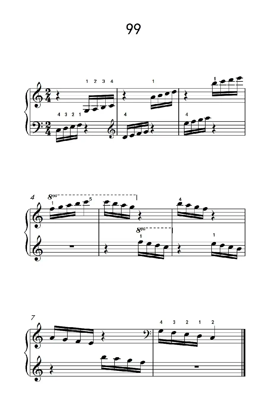 两手交替或交错弹奏的练习 99（儿童钢琴手指练习 2）