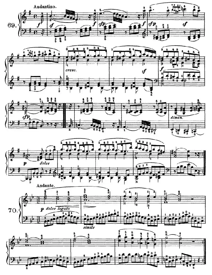 One Hundred and Ten Easy and Progressive Exercises Op.453（车尔尼110首简易练习曲 61——71）