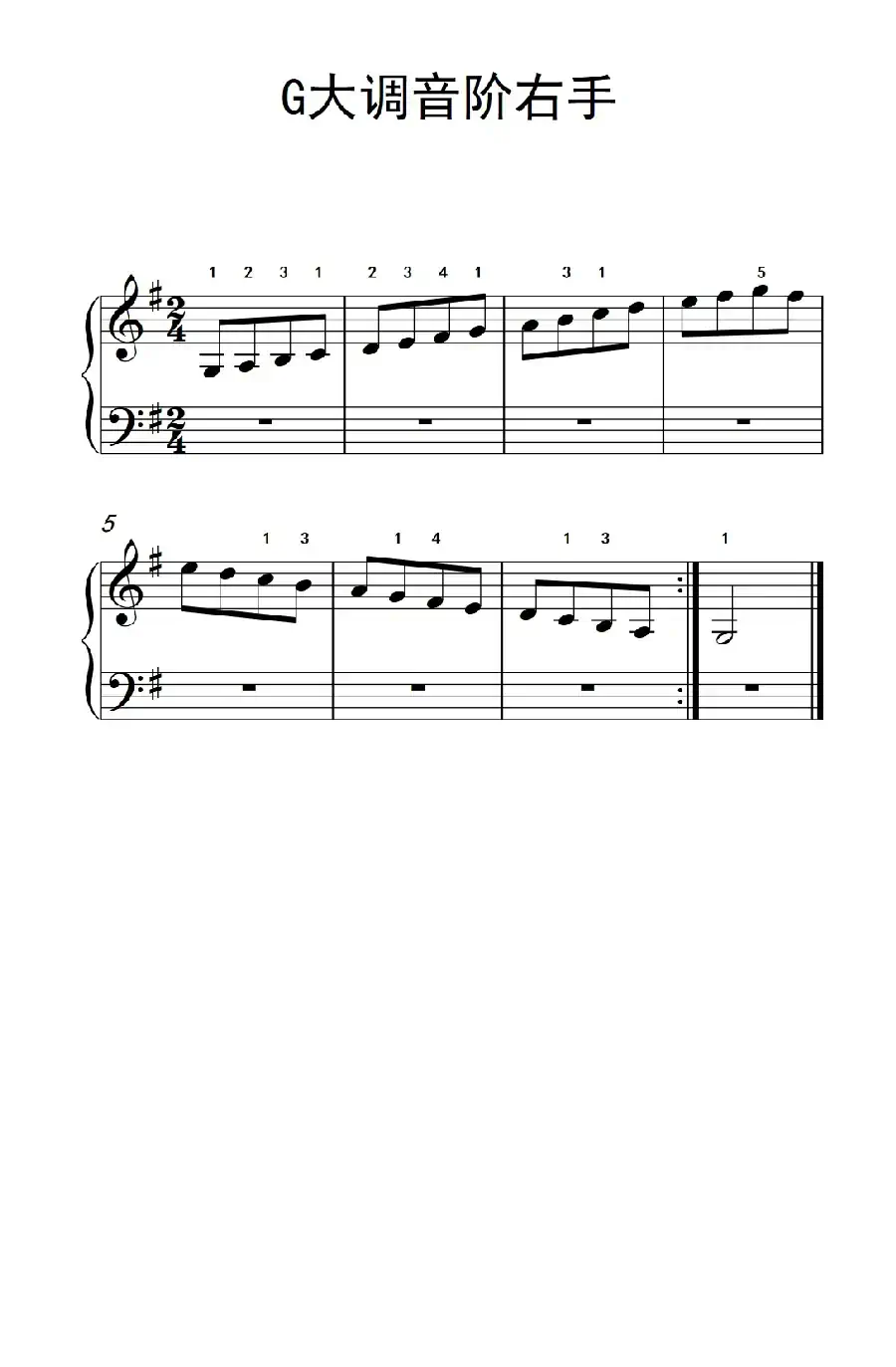 第一级 2.G大调音阶右手(中央音乐学院 钢琴(业余)考级教程 1-3级)