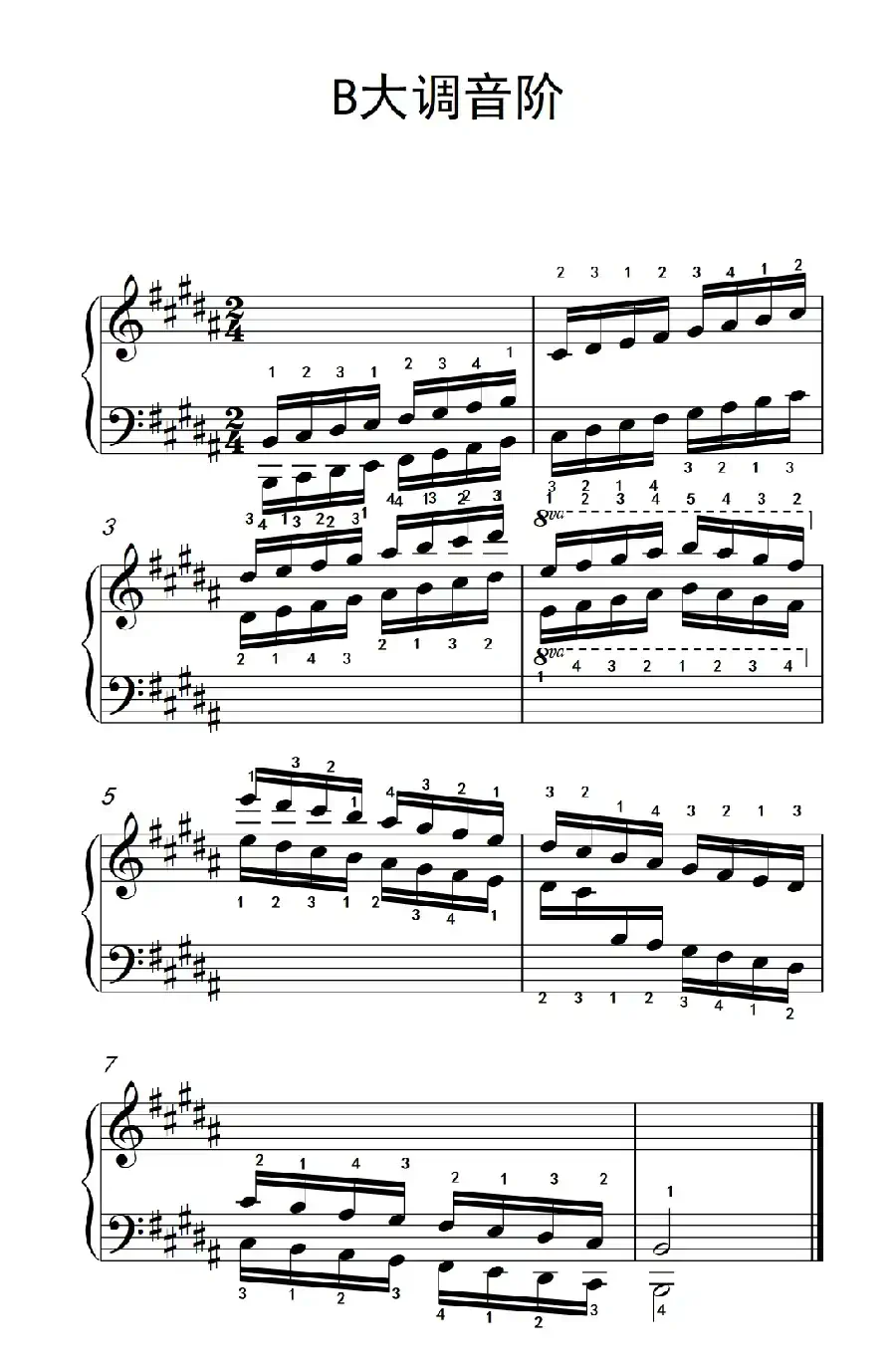 第四级 11.B大调音阶(中央音乐学院 钢琴(业余)考级教程 4-6级)