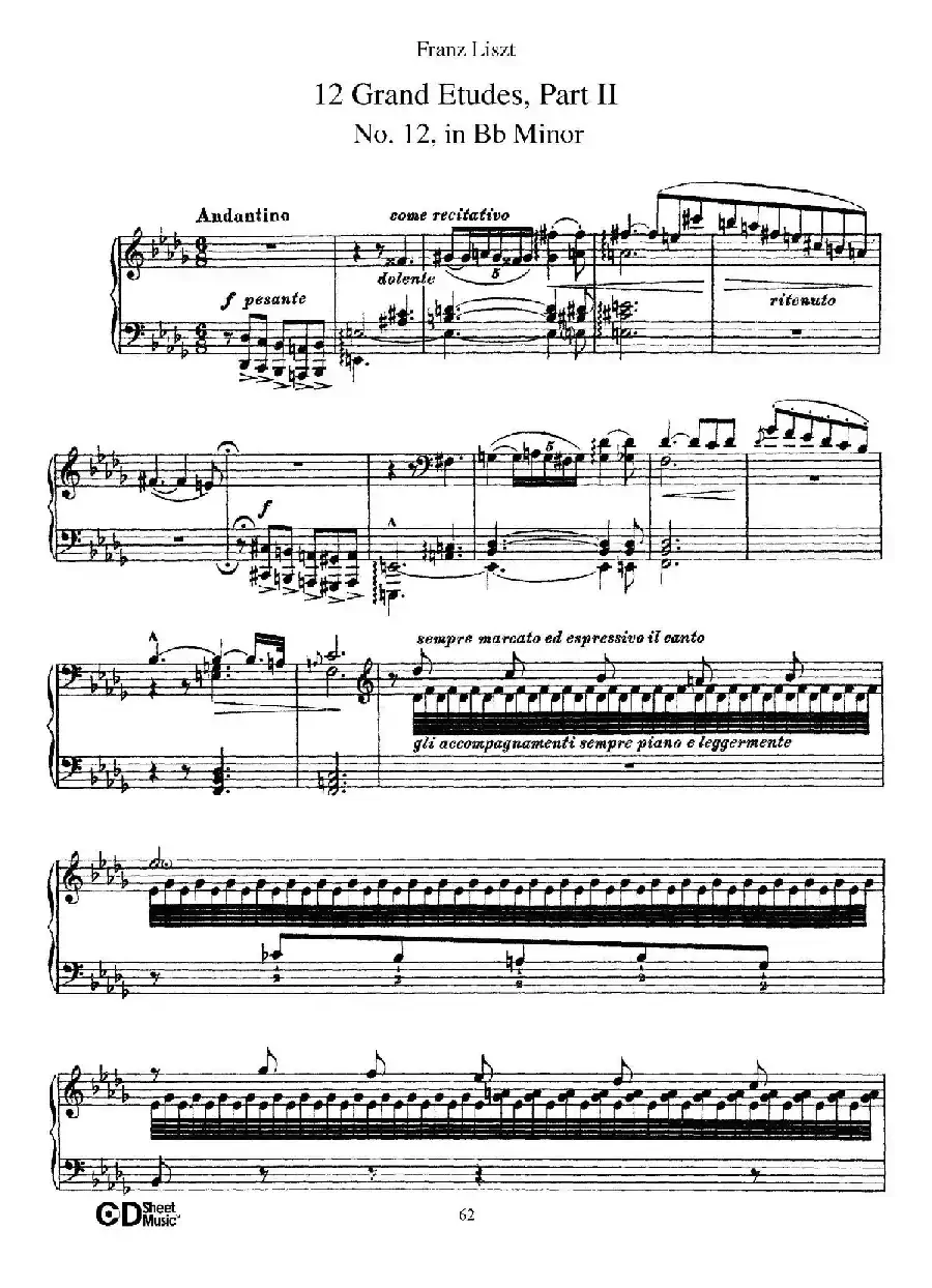 12 Grand Etudes S.137（12首华丽的练习曲·12）