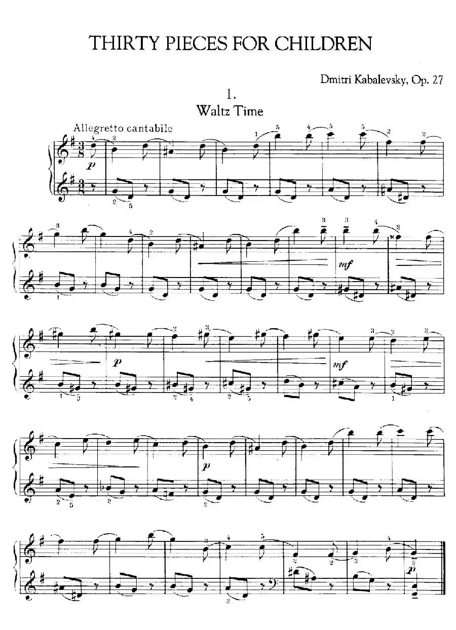 Thirty Pieces For Children Op.27（30首儿童钢琴曲 1—5）