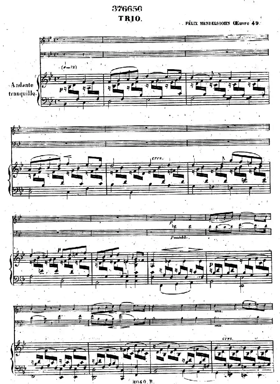 Piano Trio No.1 in d Minor Op.49（d小调第一钢琴三重奏·第二乐章）