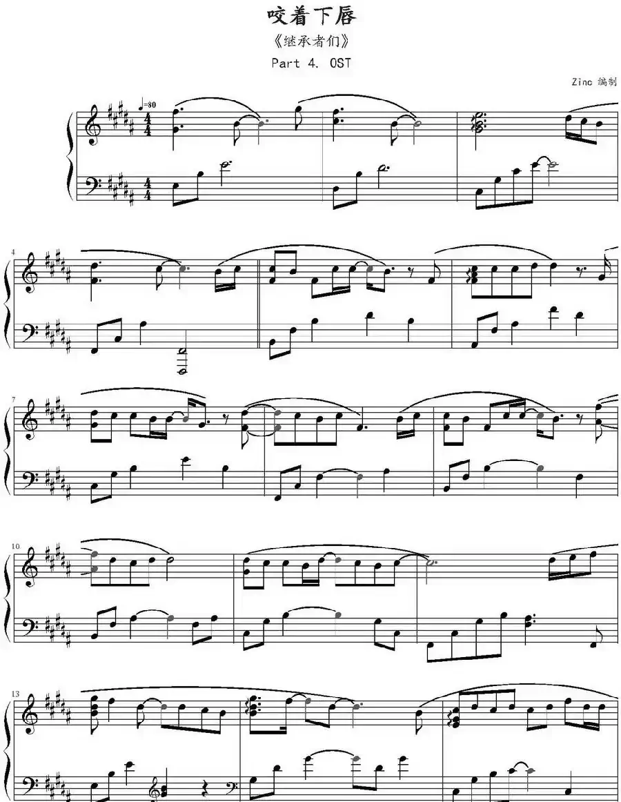 咬着下唇（电视剧《继承者们》插曲）